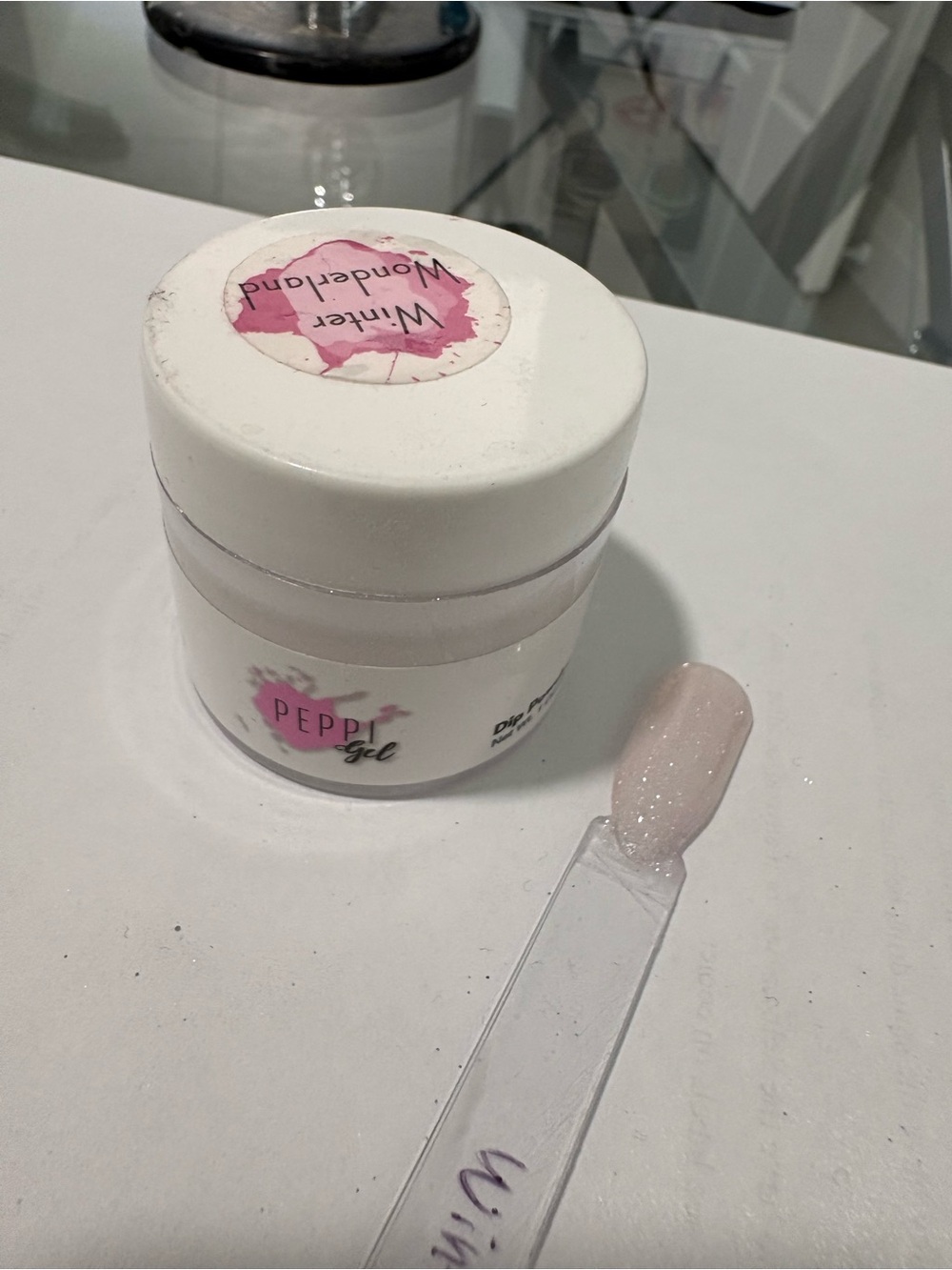 Peppi Gel Winter Wonderland white glittery dip nail powder